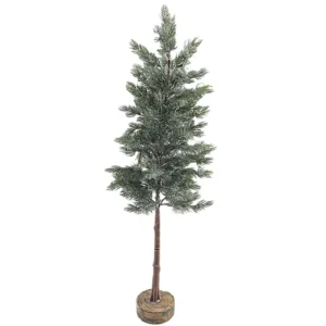 Besneeuwde kunst kerstboom op stam