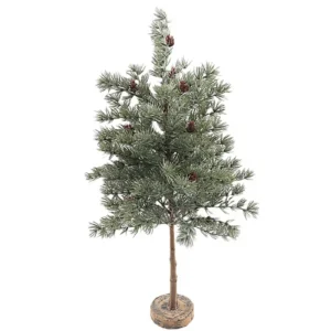 Kunst kerstboom met dennenappels grijs-groen